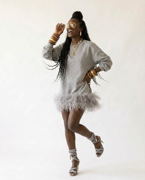 Audacious Feather Trim Sweatshirt